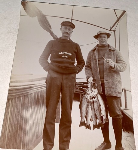 Rare antique fishermen onboard - fishermen,
