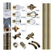 Swish Design Studio Bay Window Curtain Pole, Antique Brass 28mm & 35mm, 3m/5m