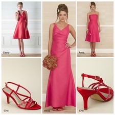 Bhs Bridesmaid Dress Coral Taffeta Anna, Cecily, Alicia Shoes Stoles 