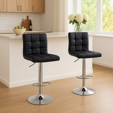 Faux Leather Barstool Chrome Base Stool Counter Height Stool Breakfast Bar Chair