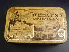 VIntage c1930s Art Deco Pascalls "Weekend " Assortment Sweets Tin By Appointment