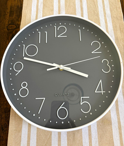 Grey wall clock analogue - clock,,
