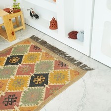 Kilim Dhurrie Wool Jute Rug