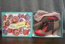 POETIC LICENCE LICENSE BETSEYS BUTTONS Red Heel Boots Size 10 EUC 41 Worn Once