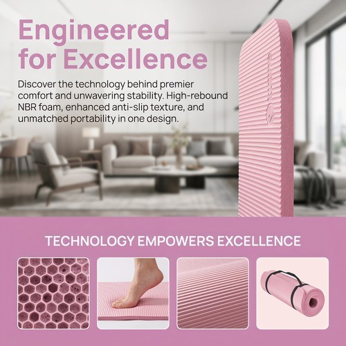 Yoga mat 20mm thick with - 20mm, strap