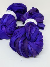 Sari Silk Ribbon, Egyptian Blue. Fibre Art. Textile Art, UK Seller. 5m