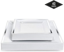 40 Pack Silver Square Party