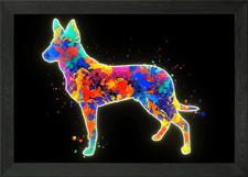 Dutch Shepherd Dog Framed Wall Art Poster Canvas Print Picture