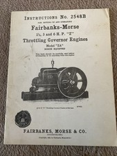 1922 FAIRBANKS MORSE 1 1/2, 3, 6 H.P.Z GOVERNOR ENGINES - INSTRUCTION Model ZA