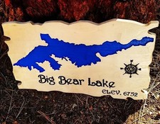 BIG BEAR LAKE WOOD CARVED TOPO