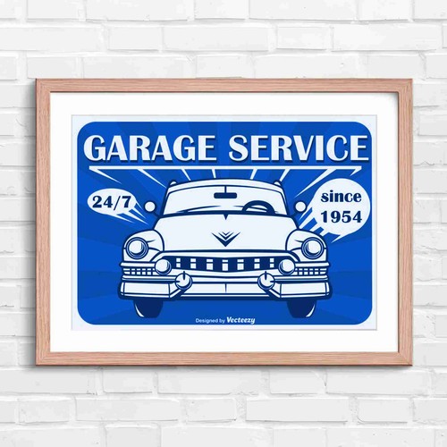 Retro vintage garage - garage, service