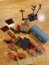 model railway accessories. wooden houses signals army hut