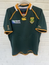 Canterbury South Africa Rugby Shirt Mens Medium Green 2011 World Cup Home