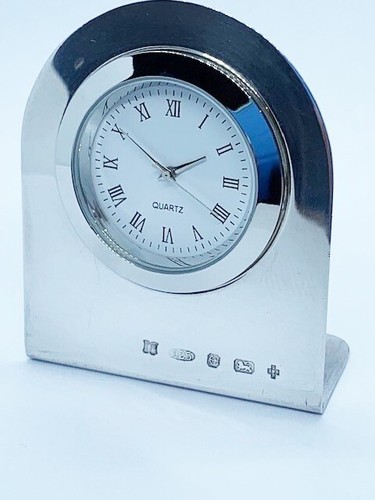 Small silver arched clock - arched,