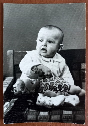 Vintage old photo baby - photo, with