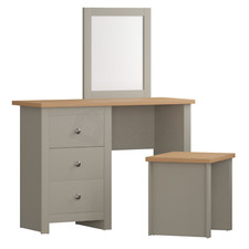 SALE 3 Drawer Dressing Table Set Mirror Stool Makeup Furniture Grey