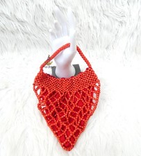 Orange Acrylic Artificial Coral Beads Traditional Small Ethnic Purse