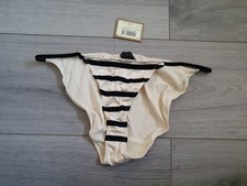 BNWT Vintage La Senza Pussycat Dolls Cream & Black Diamante Tanga Panties Siz 10