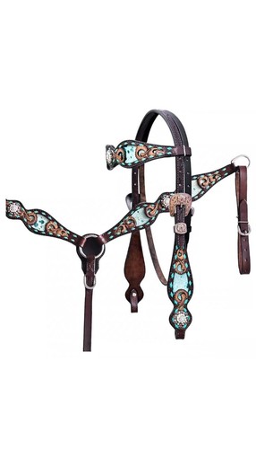 Leather headstall and - leather, breast