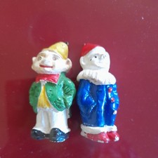 2  antique bisque Clown cake decoration or Christmas decor all different  vgc