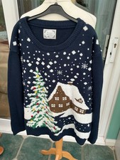 Mens Christmas Xmas jumper Snow scene house Primark large beautiful NO LIGHTS