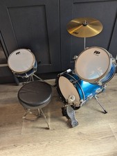 Blue PP Drum Four piece Set Junior Drum Kit With Stool