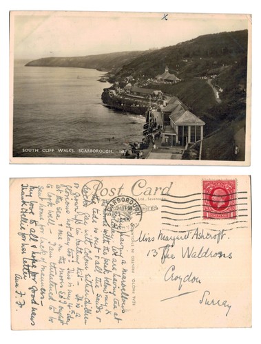 Vintage postcard south cliff - vintage,