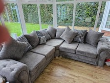 Brand New Corner Sofa with Scatter Cushions. Verona Grey Crushed Velvet Fabric 2