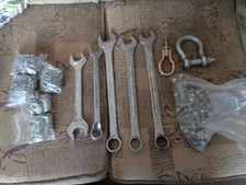 very large mixed spanners and washers /  nuts and bolts and D Link see list