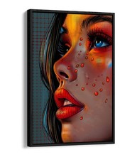 PRETTY WOMAN CLOSE-UP COMIC BOOK STYLE FLOAT EFFECT FRAME CANVAS ART PIC PRINT