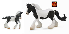 Collecta Gypsy Mare and Foal Black and White Piebald Horse Toy Models - New