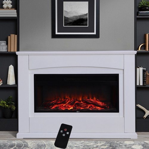 Modern white electric fire - white,