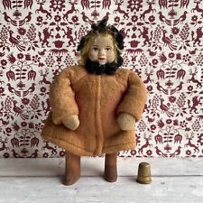 Antique Small Russian Wooden Doll So Pretty Circa 1920