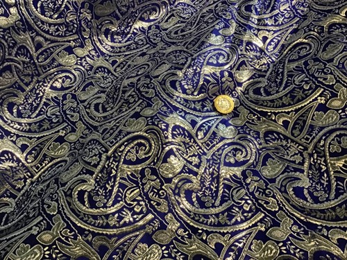 Royal blue silk brocade