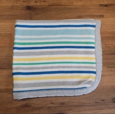 Baby Blanket 100% Cotton Soft Striped Multicolour TU - Good Condition