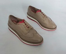 ZARA BEIGE FAUX PATENT BROGUES