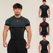 Men Onyx T-Shirt Sports Fitness Quick-Drying Breathable Elastic Short Sleeve Top