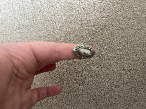 Marcasite cameo ring