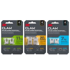 3M CLAW Drywall/Plasterboard Picture, Mirror, Frames & Home Decor Hanger 4 Pack