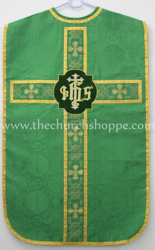 New green chasuble fiddleback - new,