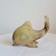 Vintage Marble Onyx Dolphin Ornament Carved Polished **Repaired See Description 
