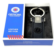 RANGERS FC - REAL LEATHER KEYCHAIN FOB EMBOSSED CREST KEY RING KEYCHAIN GIFT