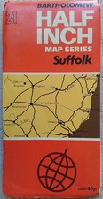 Vintage Cloth Map of Suffolk, Half Inch, Bartholomew, 1969