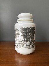 Vintage White Milk Glass Storage Jar Opaline Canister Container