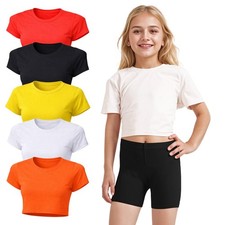 Girls Short Sleeve Crop Top