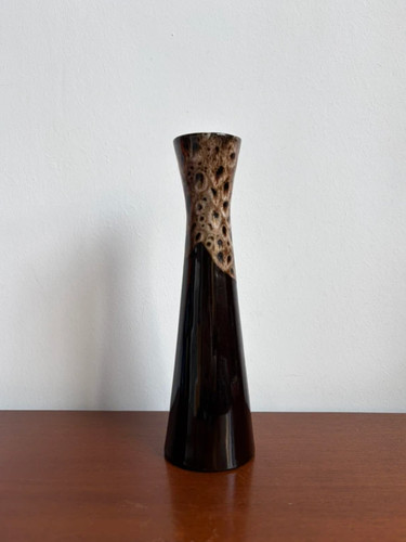 Vintage brown pottery vase - brown,