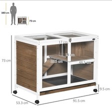 PawHut Wood Rabbit Hutch Bunny