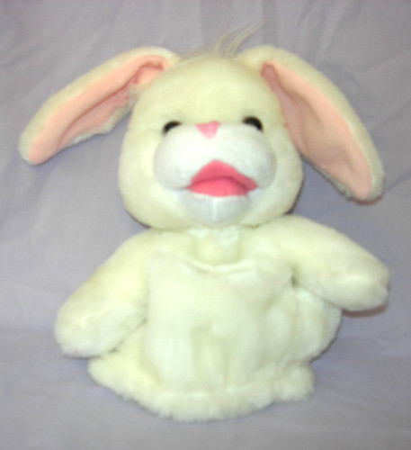 White rabbit hand puppet - hand,