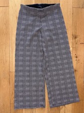 Ladies New Look Black White Dog Tooth Check Wide Legged Trousers, UK Size 12