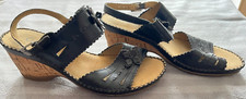 Gabor Ladies Black Leather Floral Flower Cork Wedge Heel Sandals UK Size 4.5 VGC